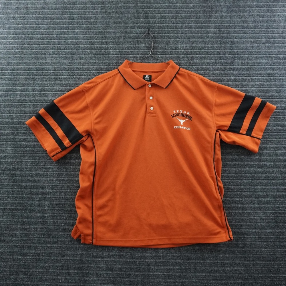 Starter Texas Longhorns Polo XL Orange Short Sleeve Embroidered Logo Striped